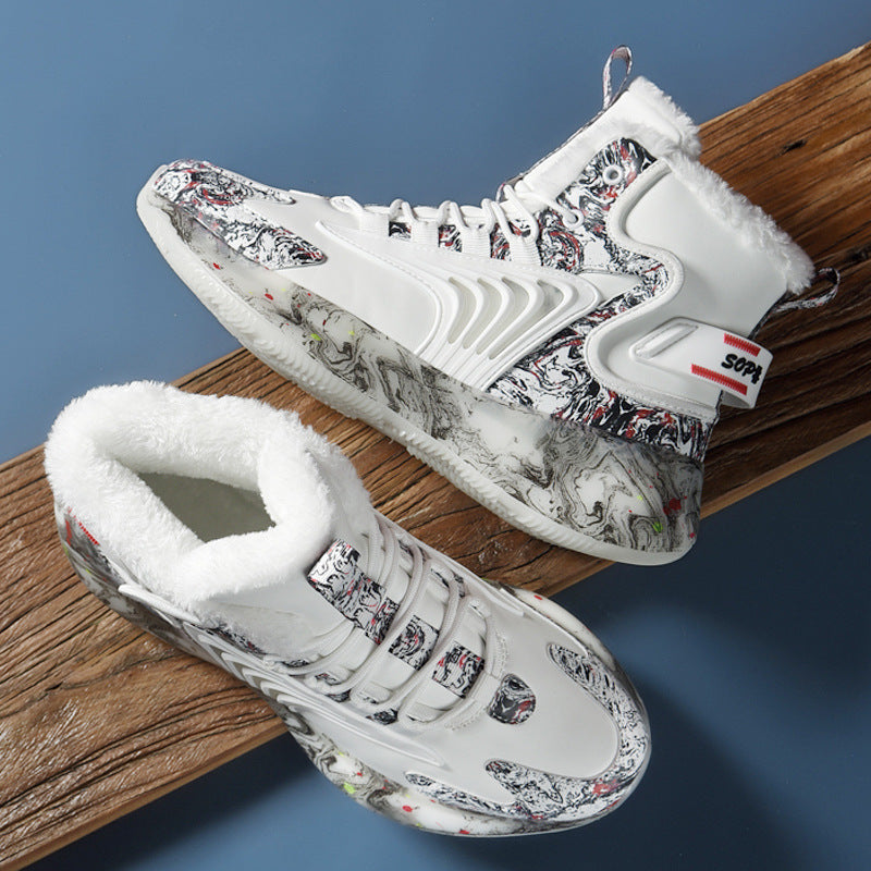 High Top Season Men's Shoes Plush Cotton Basketball Shoes.
