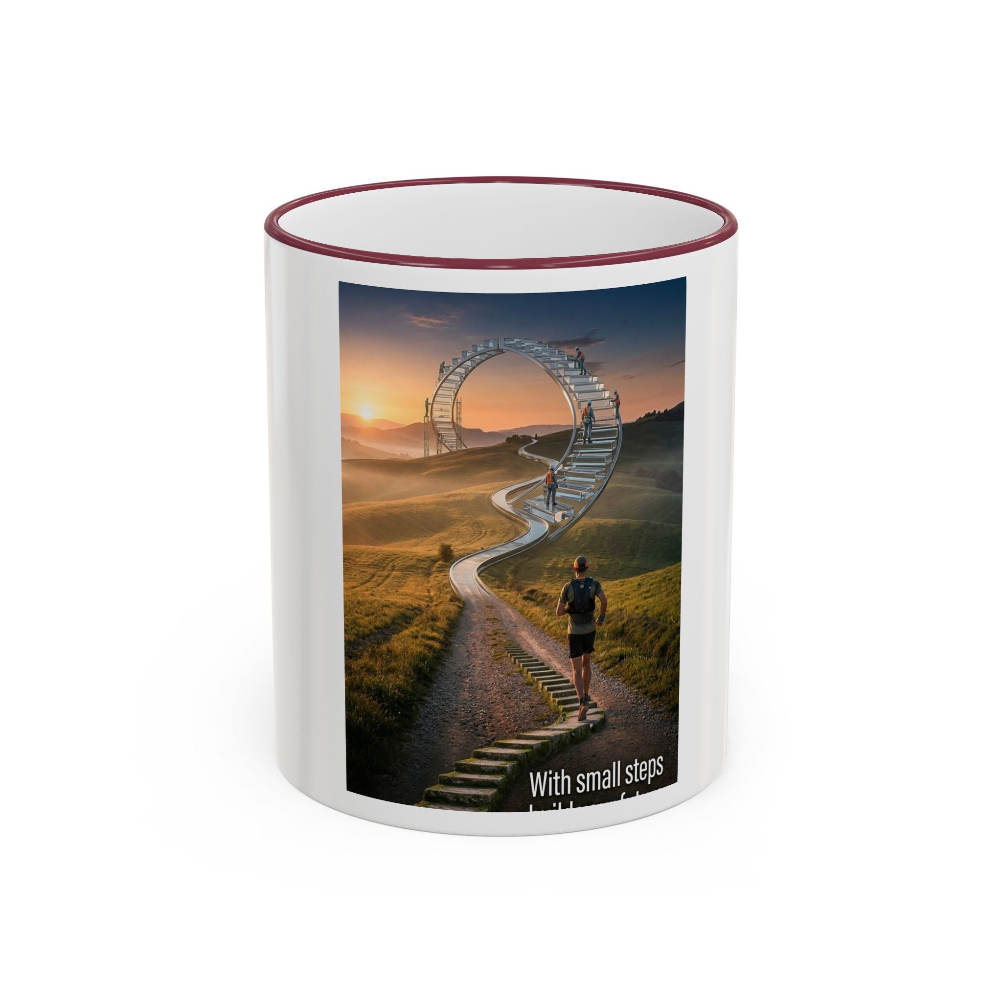 Motivational Journey Mug — "With small steps" Inspirational Coffee Cup