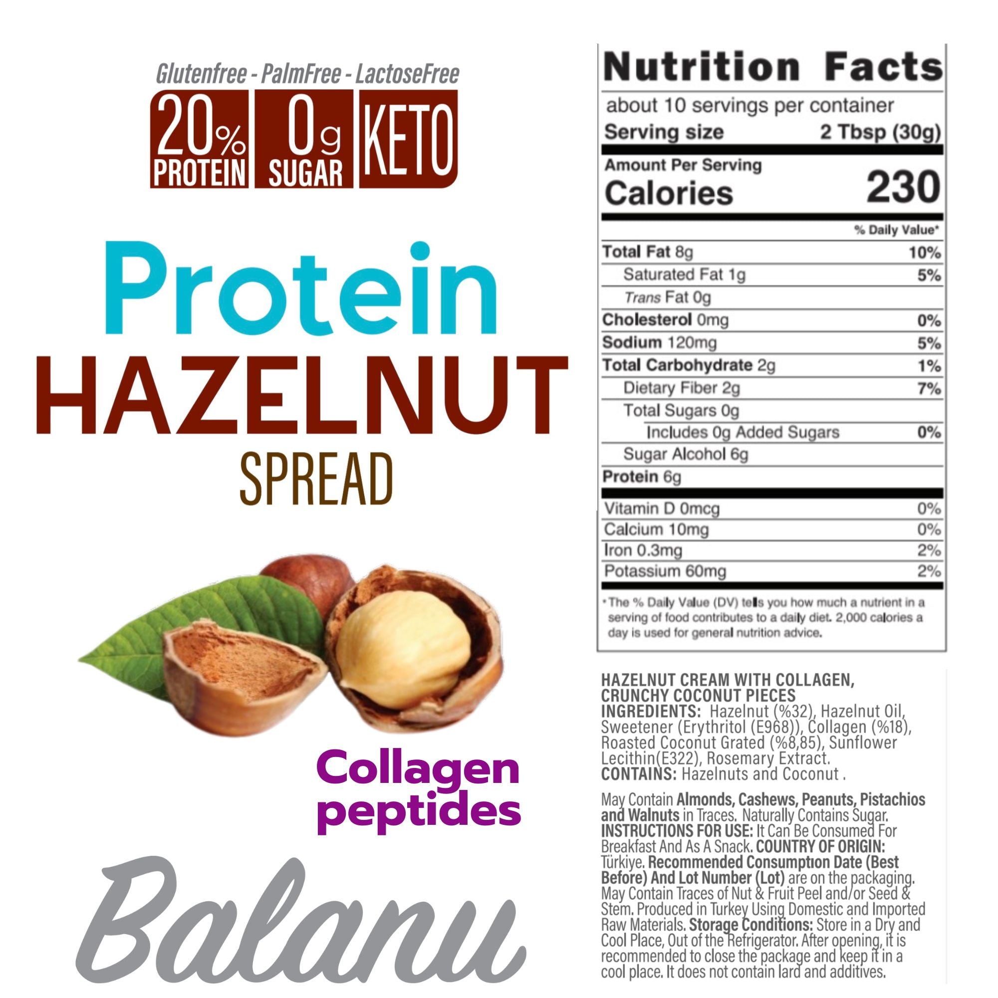 Hazelnut Protein Snack Bar 320g – High-Protein Sports Treat | Balanu