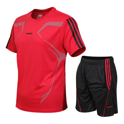 Men's Sports Training Set – Short Sleeve, Polyester, Sizes M-5XL