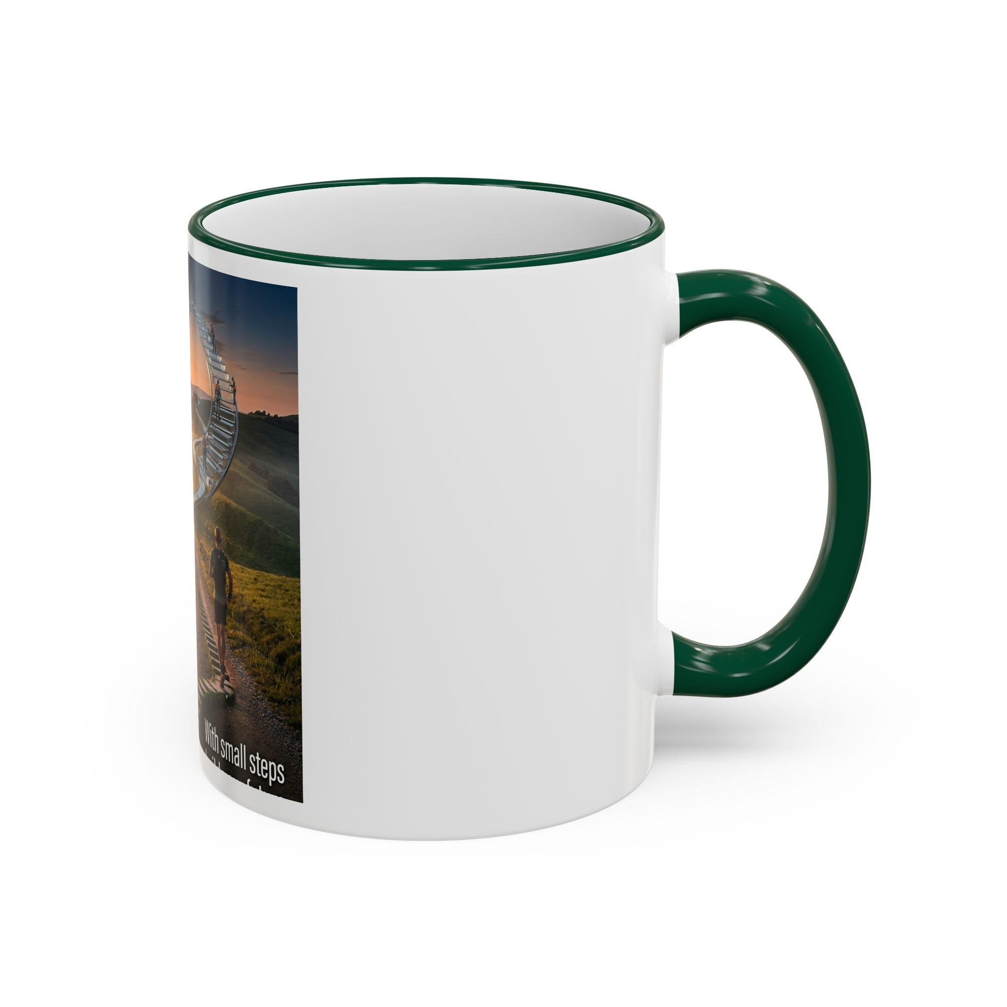Motivational Journey Mug — "With small steps" Inspirational Coffee Cup