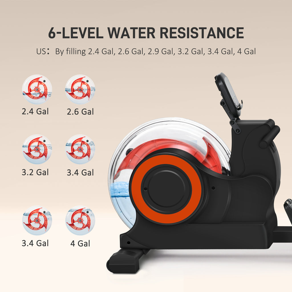 Foldable Water Rowing Machine – LCD Monitor & Tablet Holder