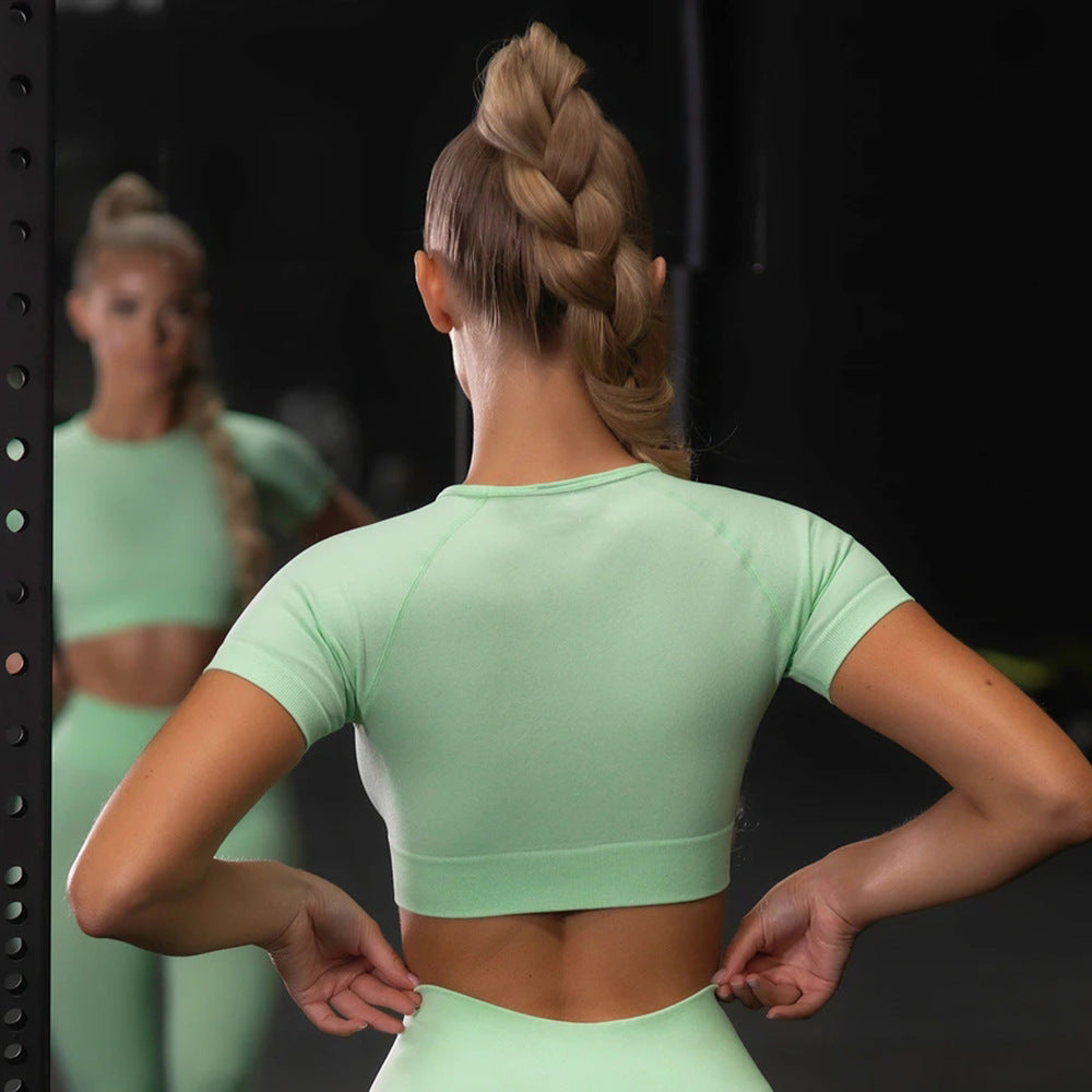 Seamless Yoga Sport Set – Leggings & Short Sleeve Top for Women | Feel Better
