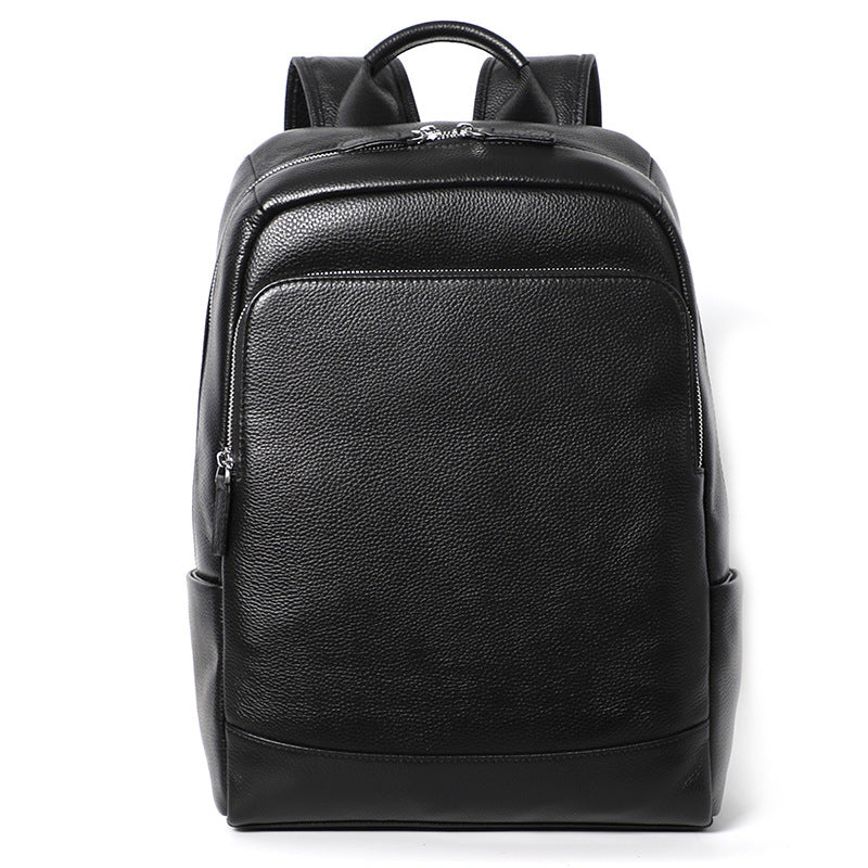 Men's Genuine Cowhide Leather Backpack – Large Capacity, Anti-Theft, Waterproof