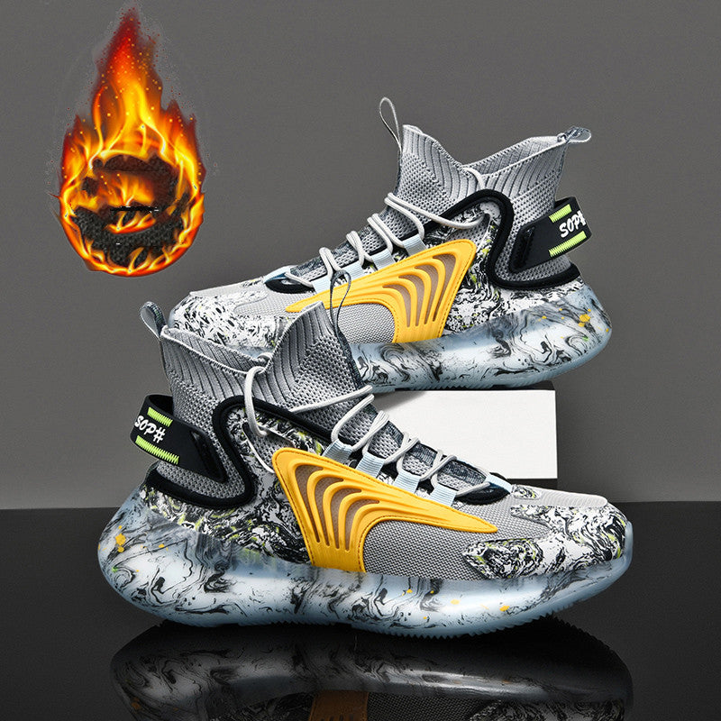 High Top Season Men's Shoes Plush Cotton Basketball Shoes.