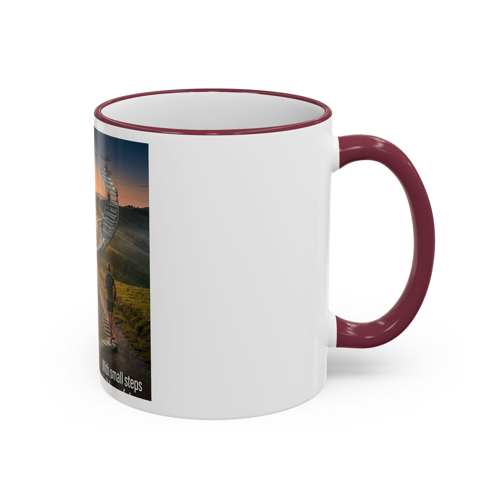 Motivational Journey Mug — "With small steps" Inspirational Coffee Cup