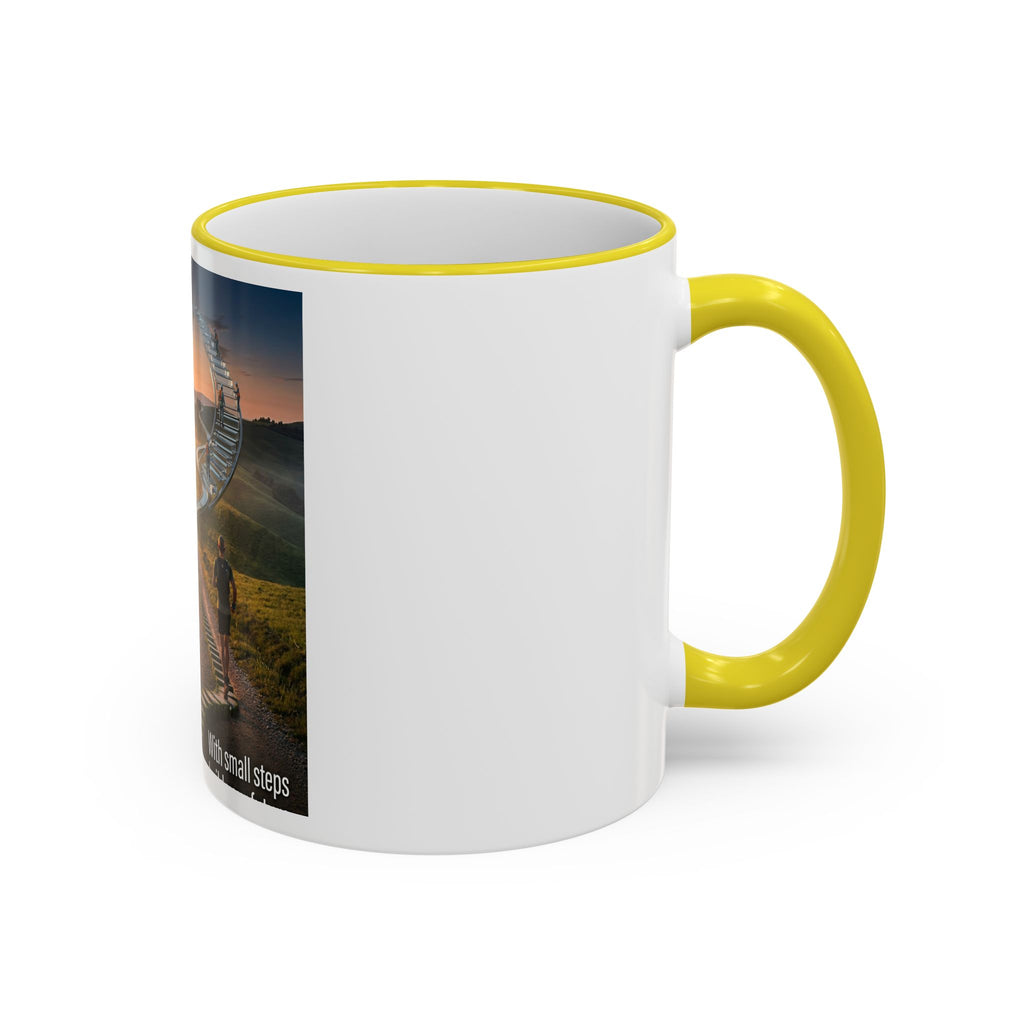 Motivational Journey Mug — "With small steps" Inspirational Coffee Cup