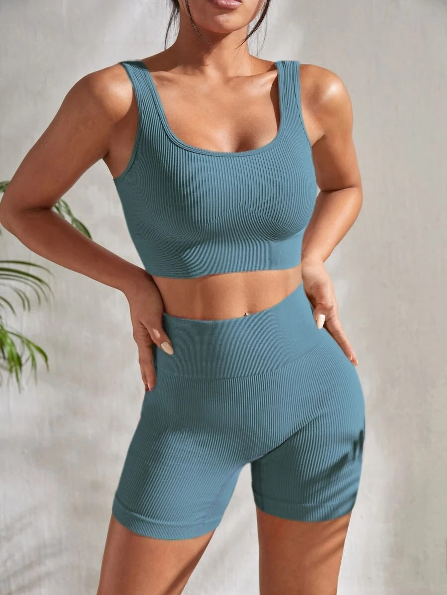 Women's Yoga Set – Top & Shorts Sports Suit