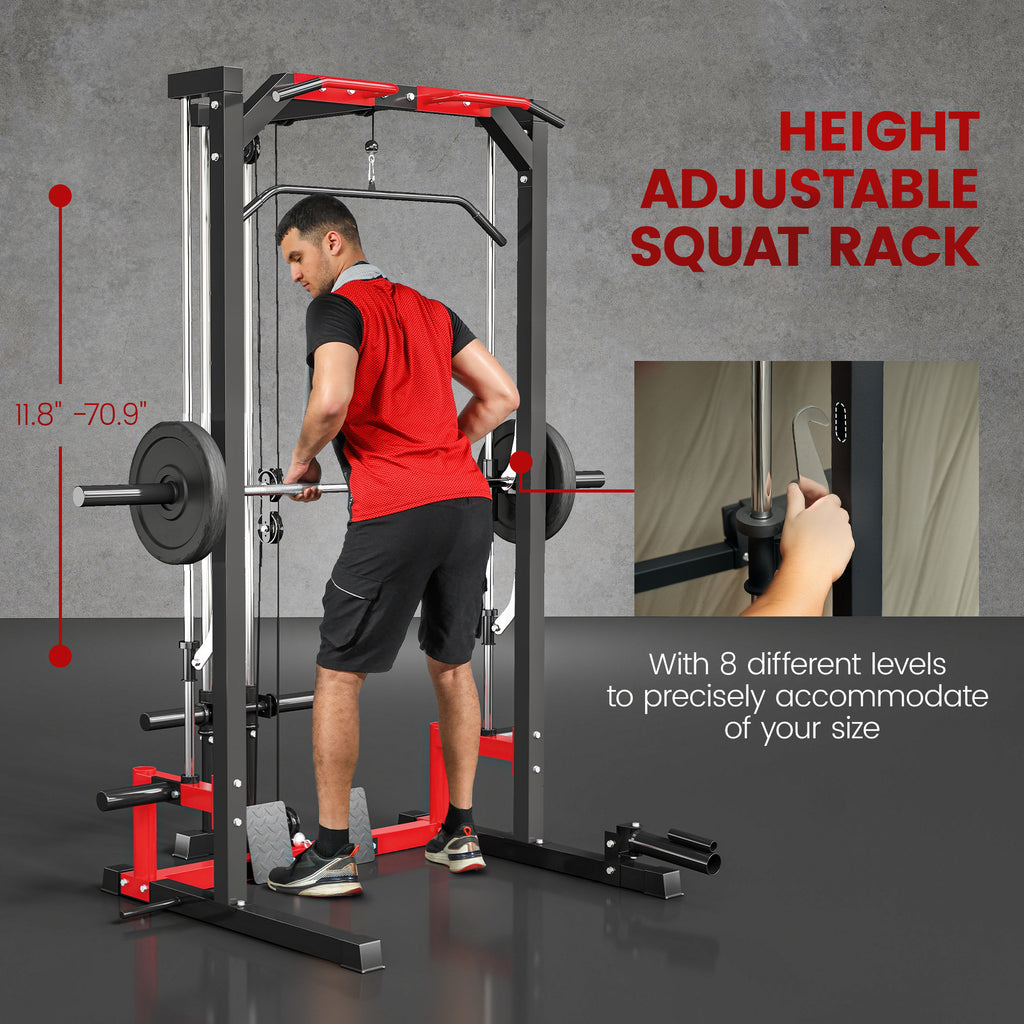 Smith Machine Power Rack – Pull Up Bar, Lat Pull Down & Squat Rack