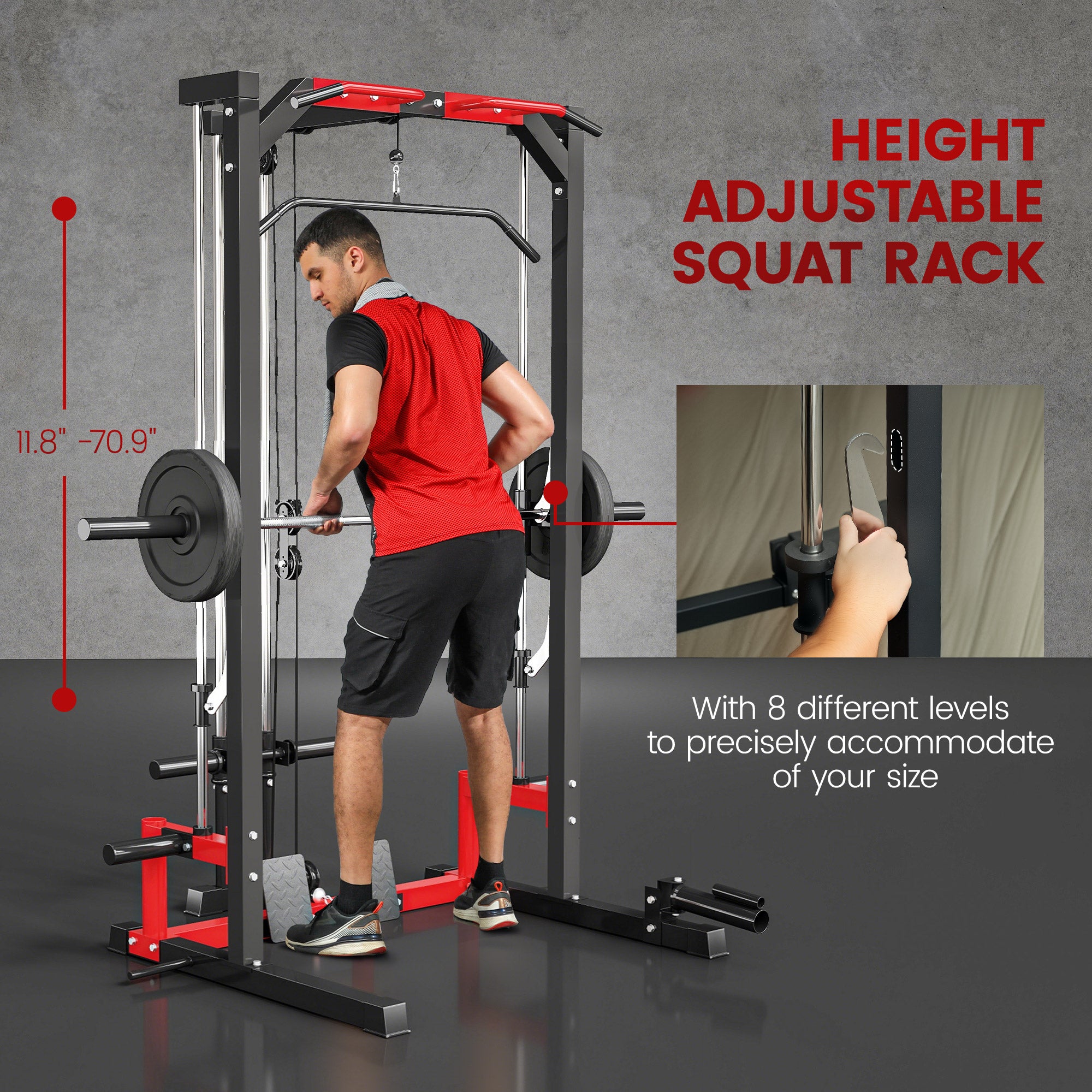 Smith Machine Power Rack – Pull Up Bar, Lat Pull Down & Squat Rack