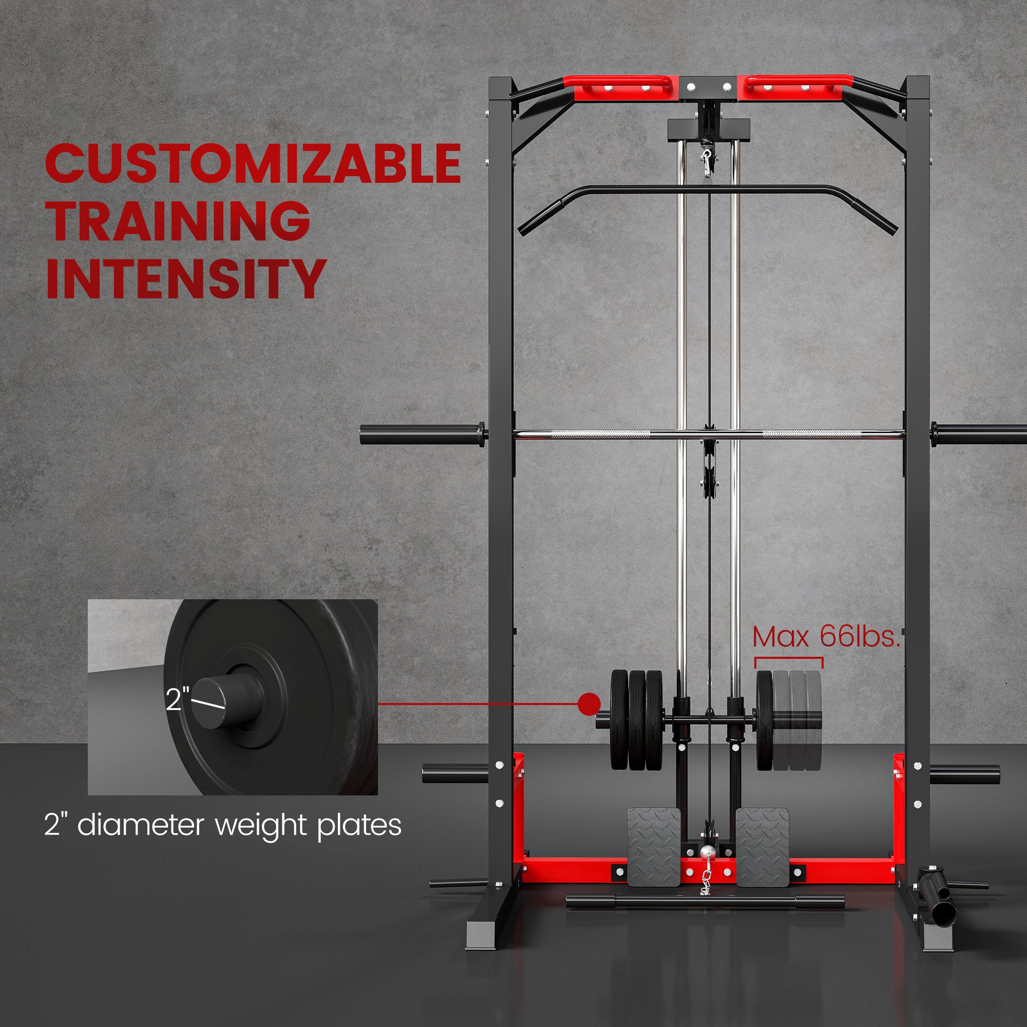 Smith Machine Power Rack – Pull Up Bar, Lat Pull Down & Squat Rack
