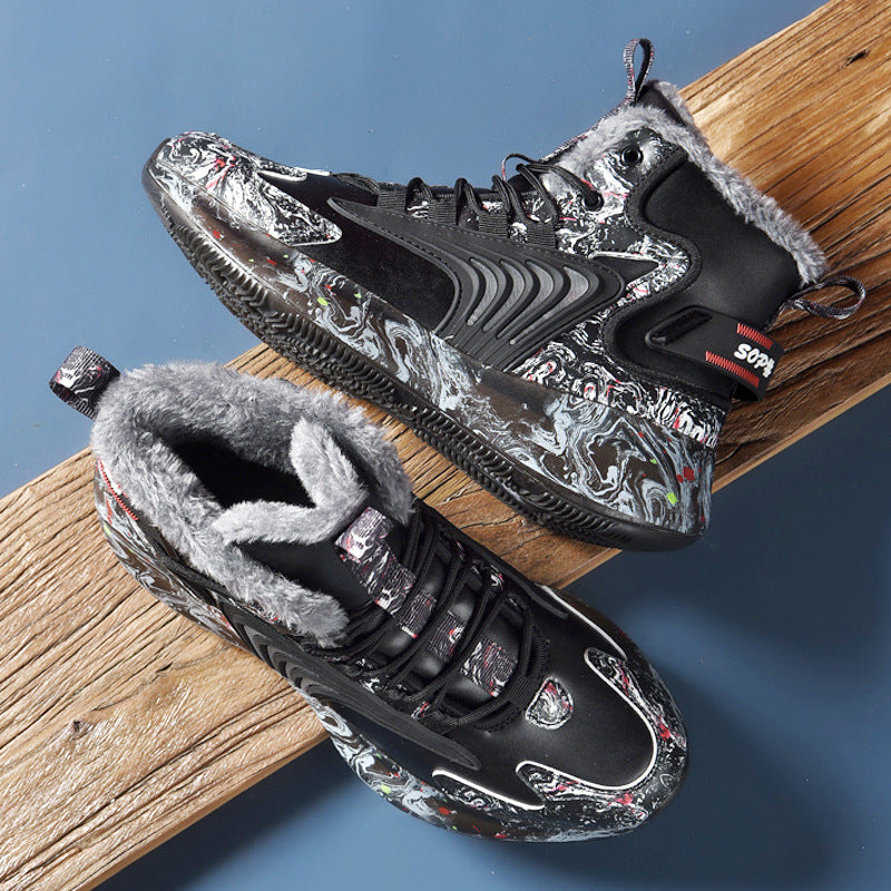High Top Season Men's Shoes Plush Cotton Basketball Shoes.