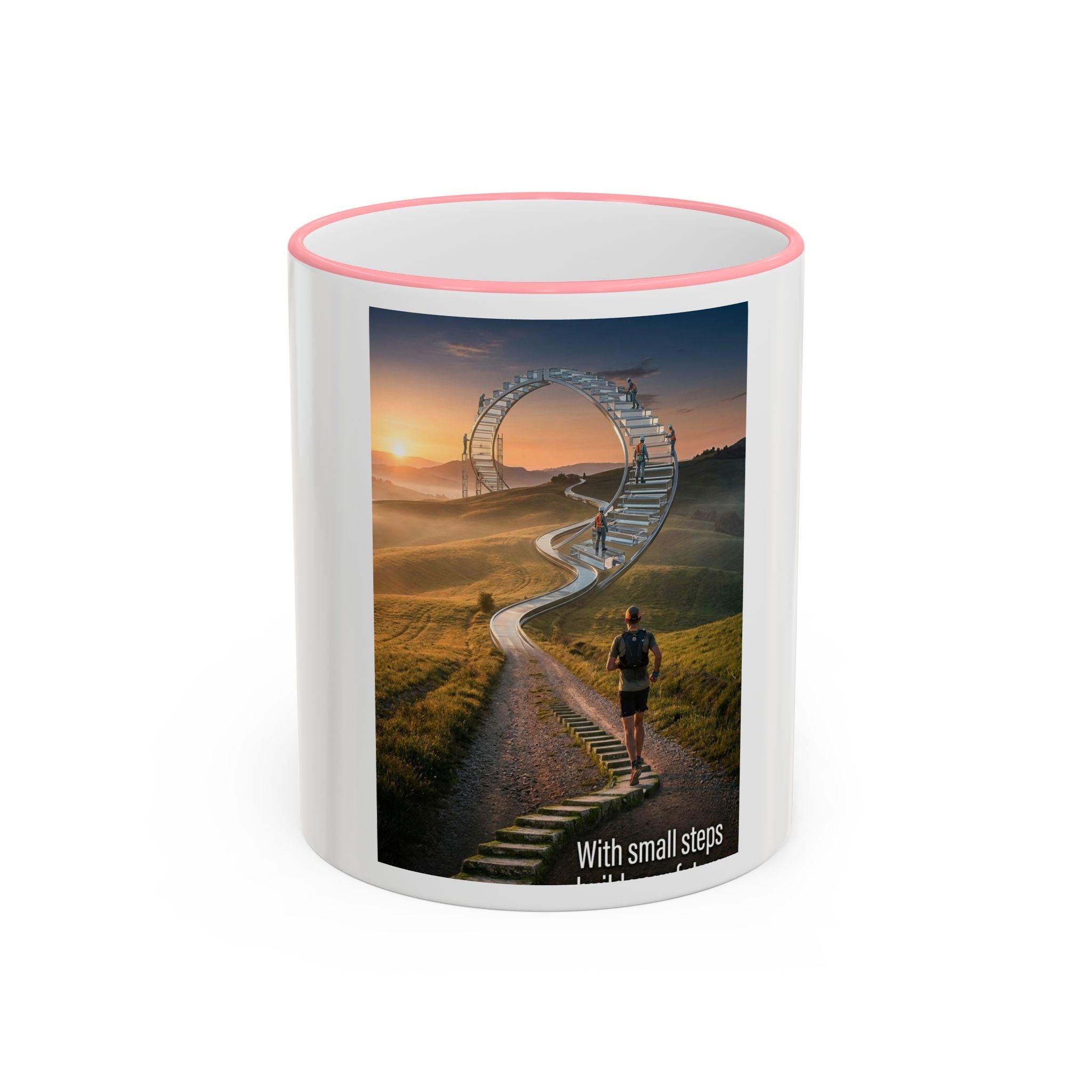 Motivational Journey Mug — "With small steps" Inspirational Coffee Cup