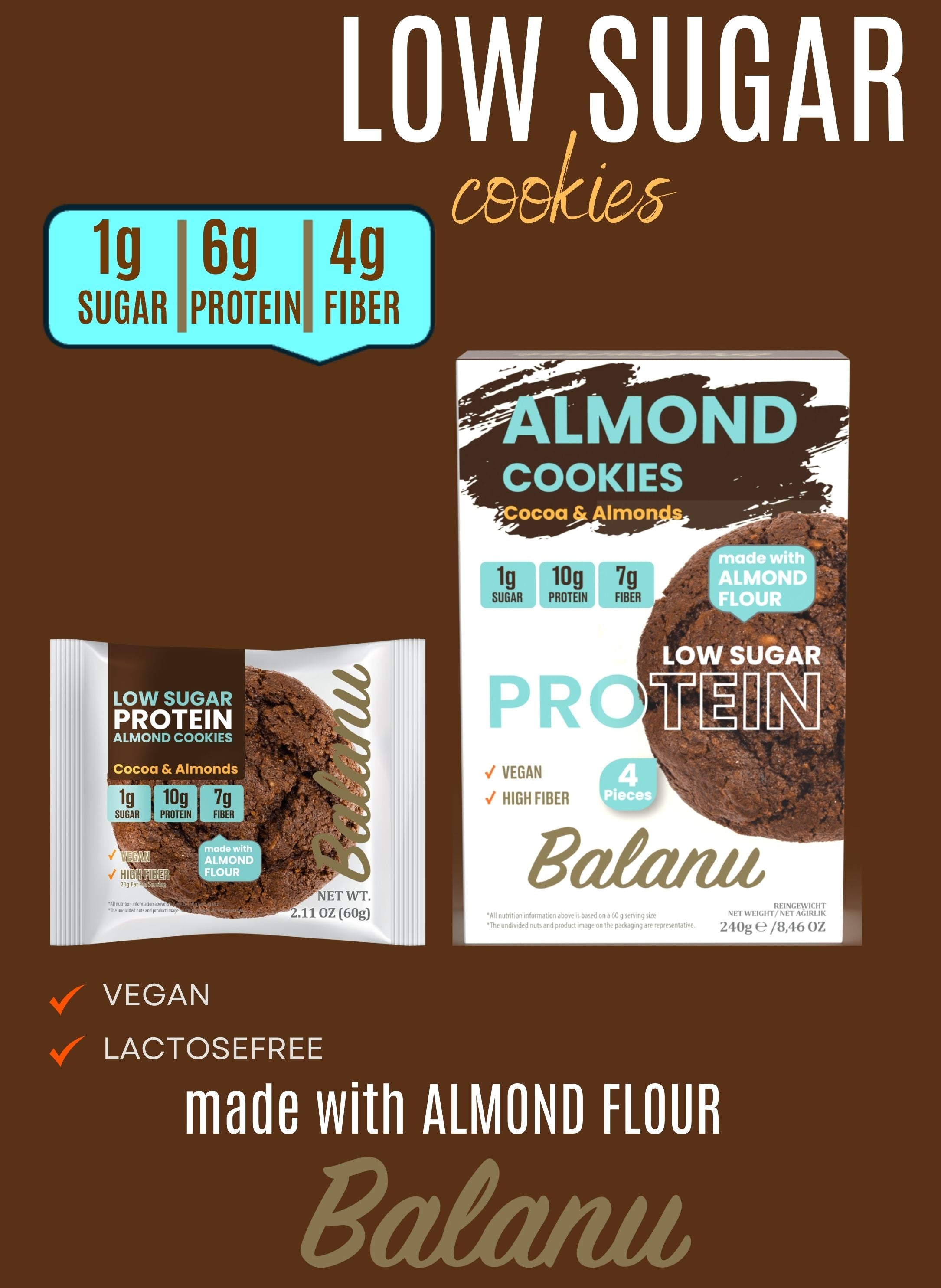 Protein Almond Cookie Bar – Cocoa & Almond, 240g (4 bars)