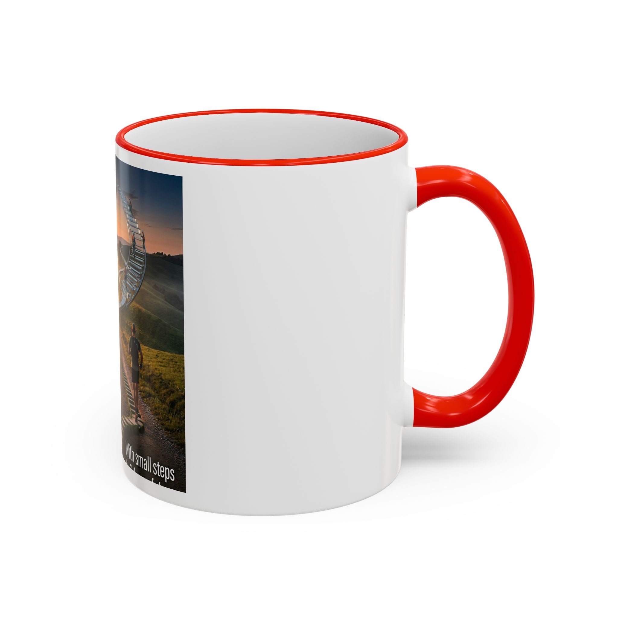 Motivational Journey Mug — "With small steps" Inspirational Coffee Cup