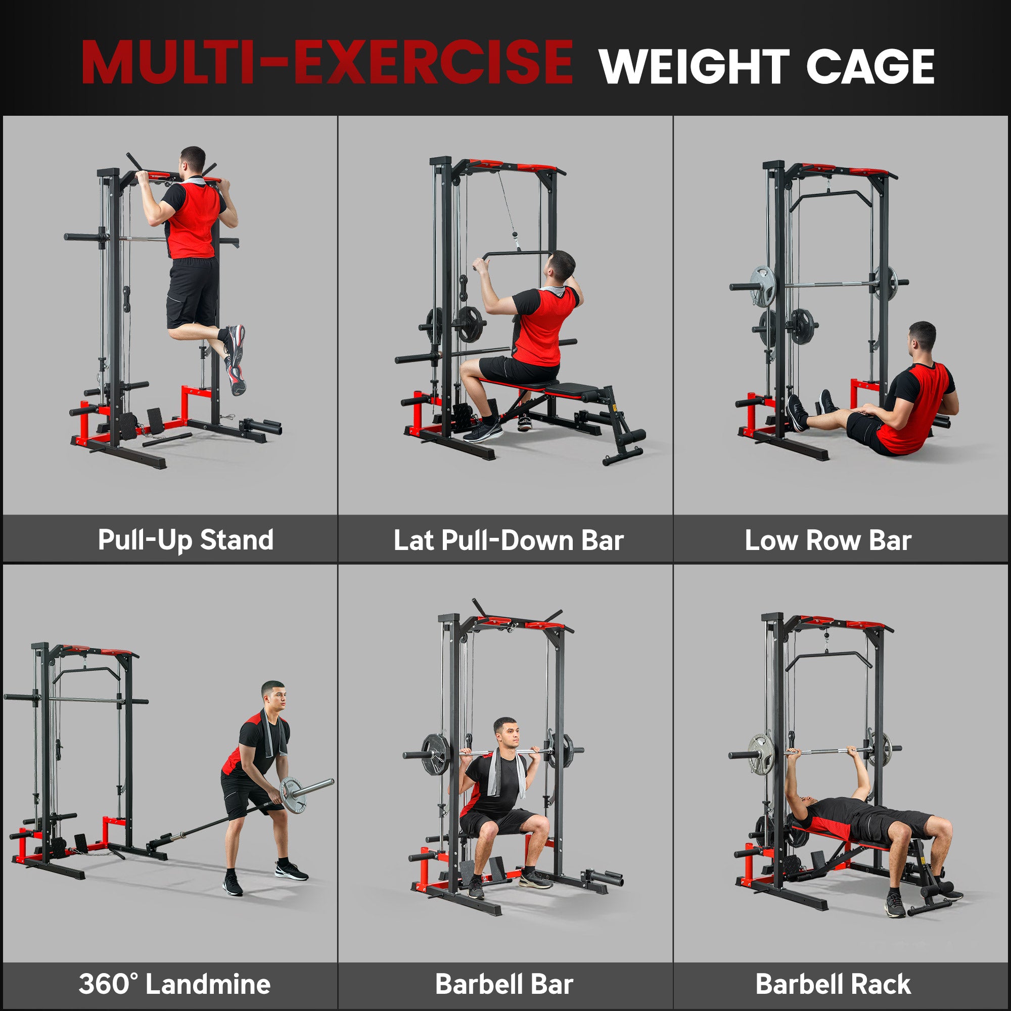 Smith Machine Power Rack – Pull Up Bar, Lat Pull Down & Squat Rack