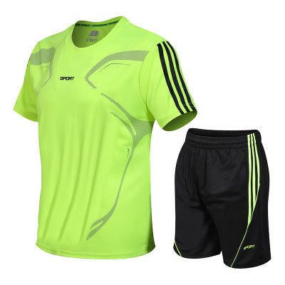 Men's Sports Training Set – Short Sleeve, Polyester, Sizes M-5XL