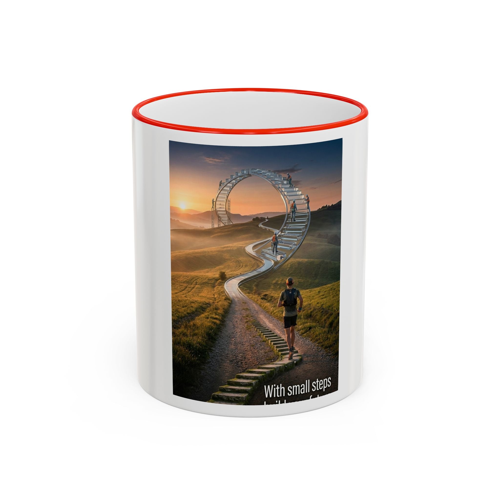 Motivational Journey Mug — "With small steps" Inspirational Coffee Cup