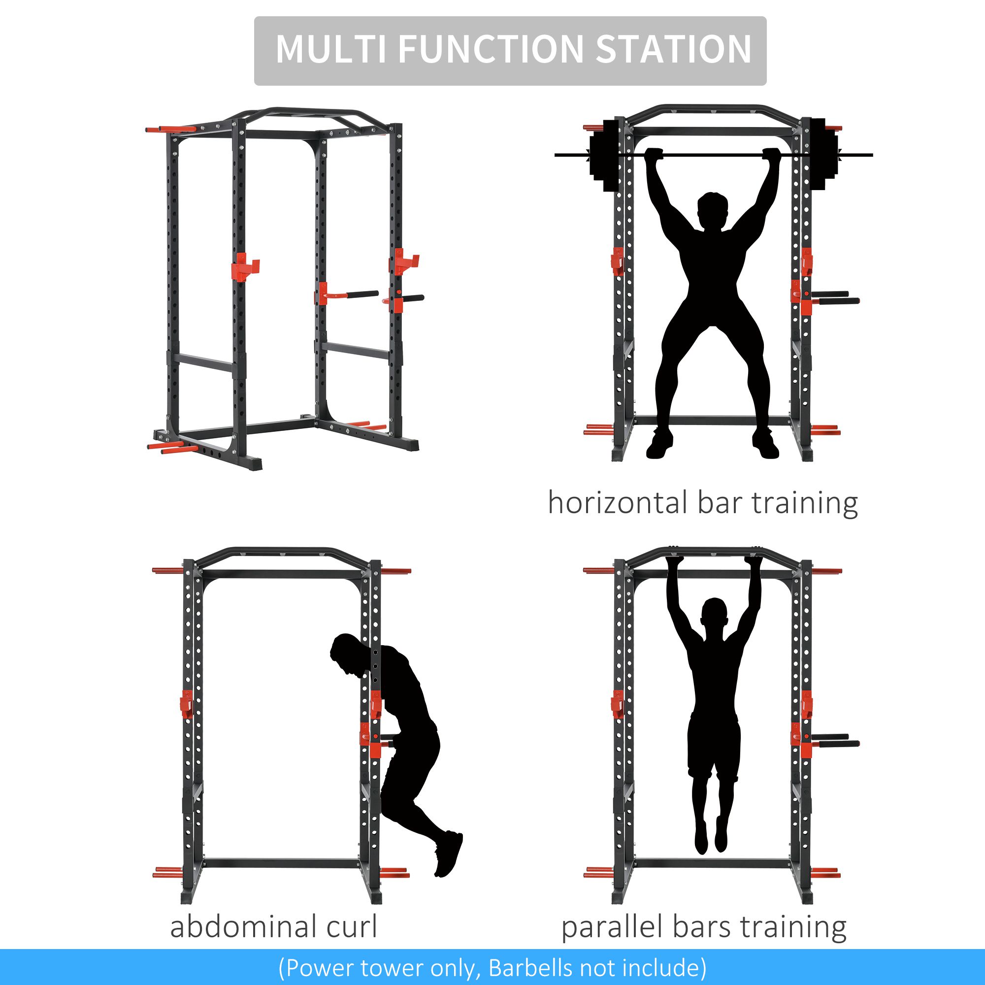 Adjustable Power Tower – Dip Station, Pull Up Bar & Squat Rack
