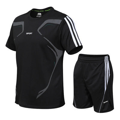 Men's Sports Training Set – Short Sleeve, Polyester, Sizes M-5XL