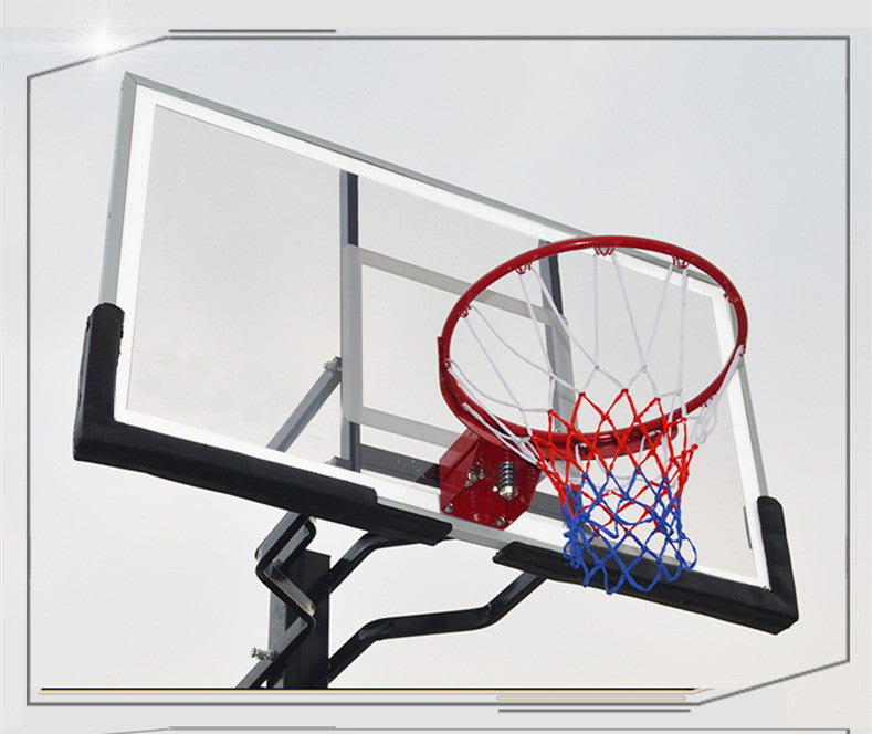 Outdoor Leisure Buried Hand-operated Height Basketball Stand.