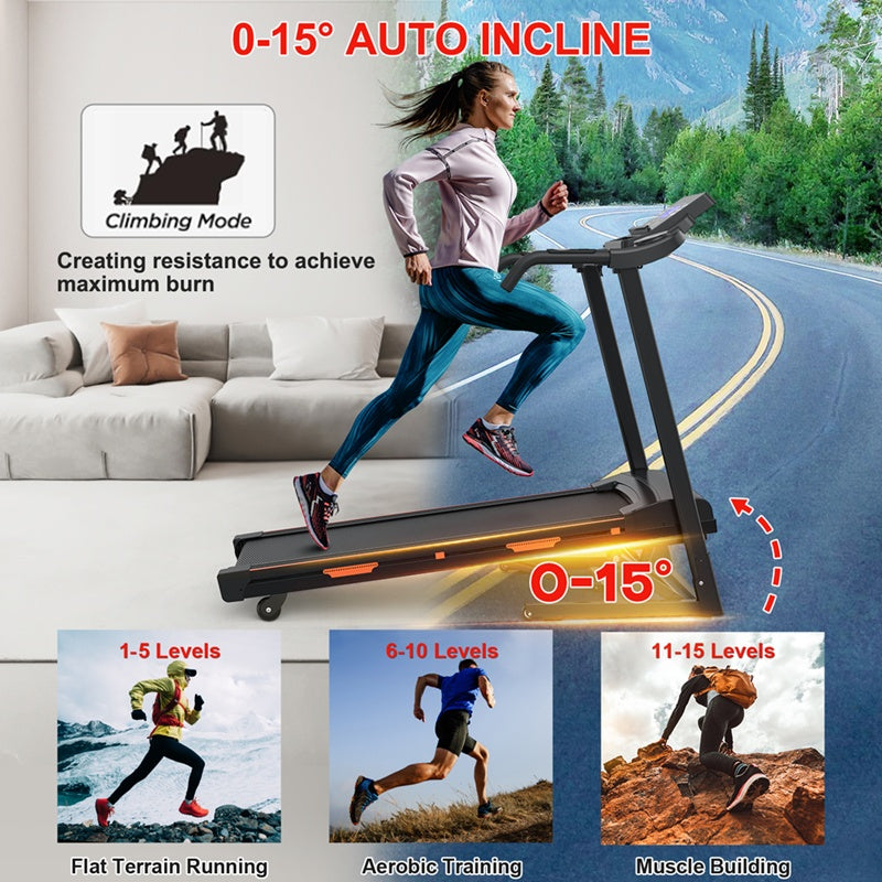 Treadmill JK8806F – Auto Incline 15°, 3.5HP Motor, Foldable