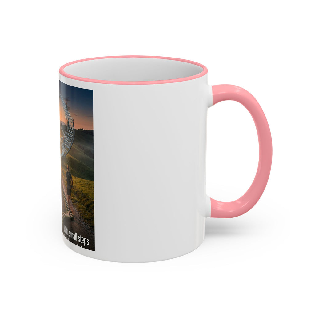 Motivational Journey Mug — "With small steps" Inspirational Coffee Cup