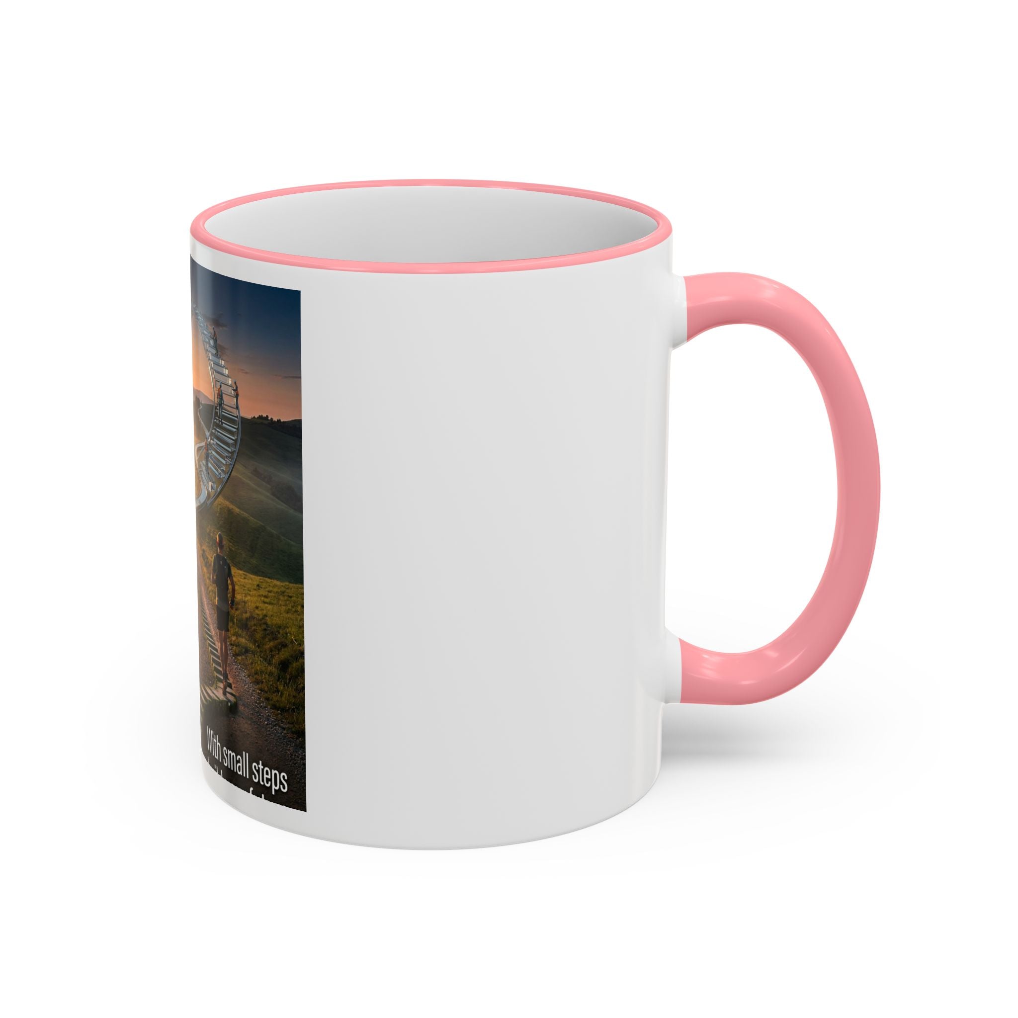 Motivational Journey Mug — "With small steps" Inspirational Coffee Cup