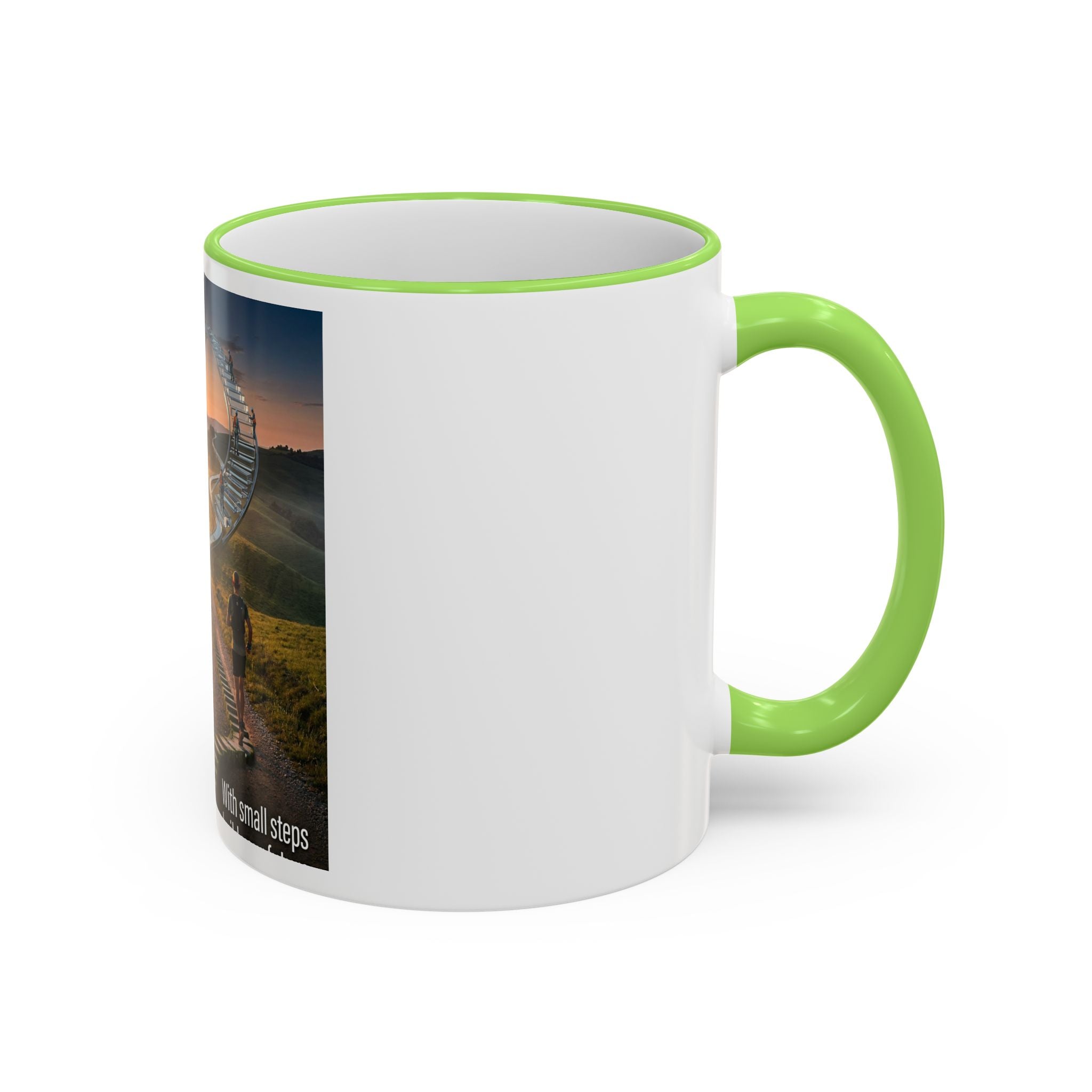 Motivational Journey Mug — "With small steps" Inspirational Coffee Cup
