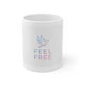 Feel Free Dove Mug — Inspirational Pastel Ceramic Coffee Cup (11 oz)