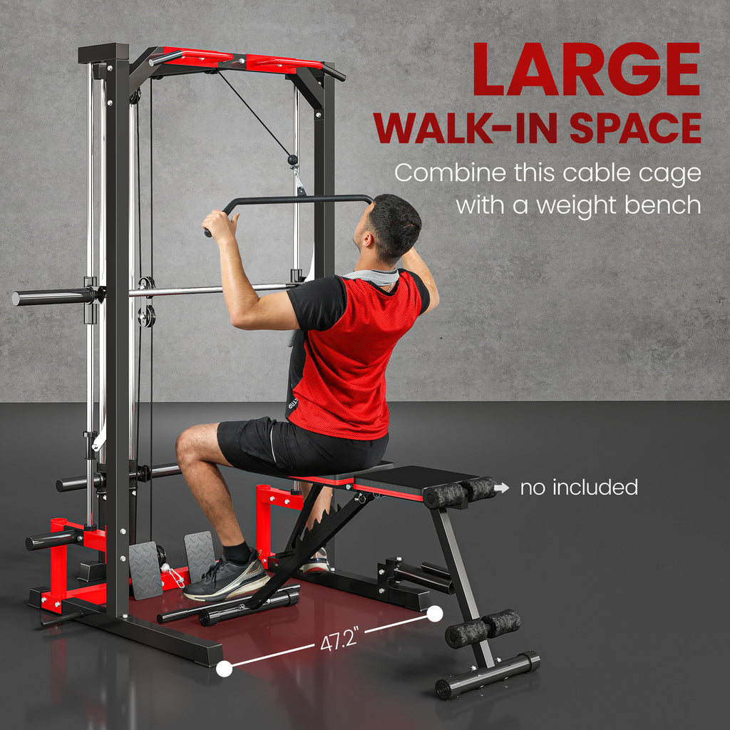 Smith Machine Power Rack – Pull Up Bar, Lat Pull Down & Squat Rack