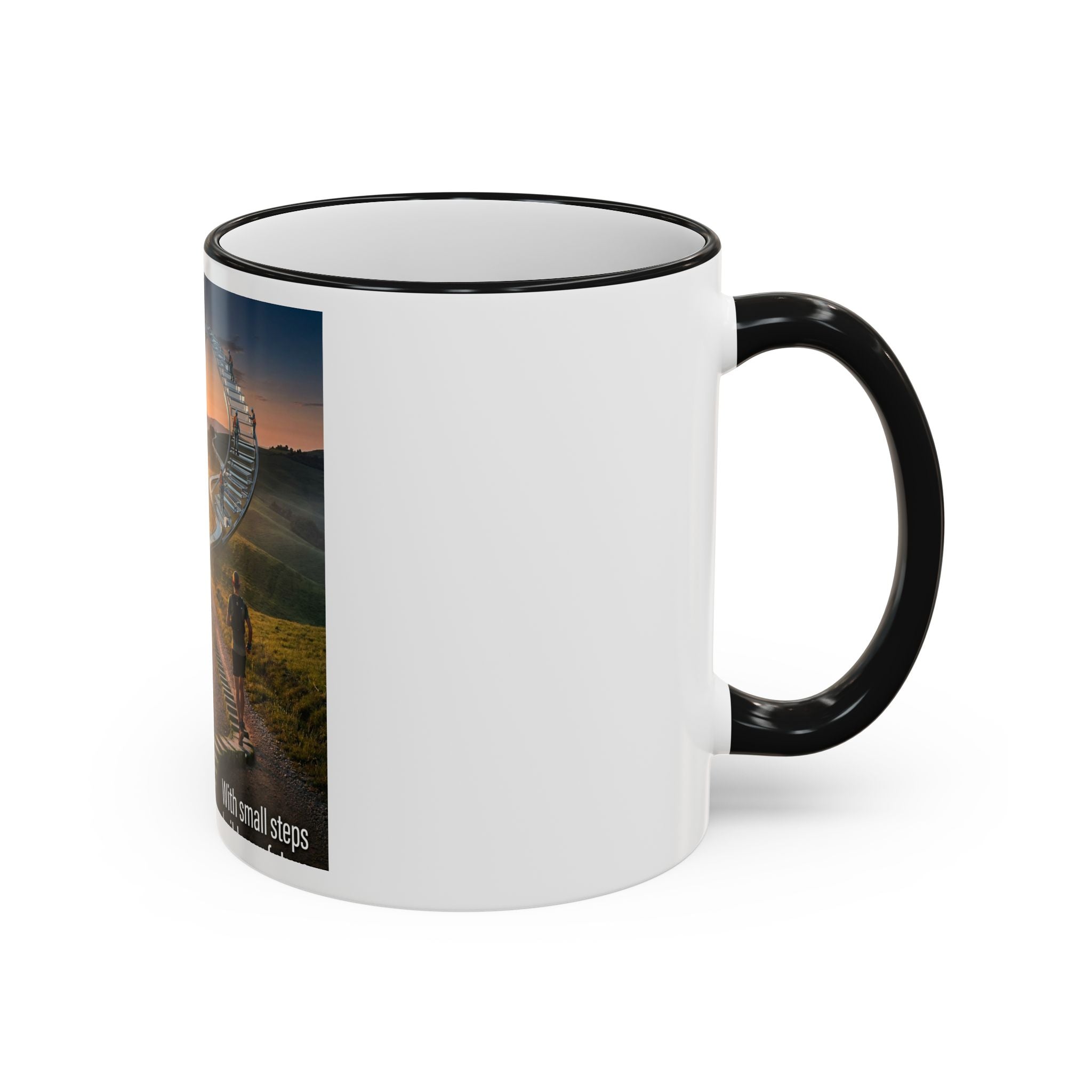 Motivational Journey Mug — "With small steps" Inspirational Coffee Cup