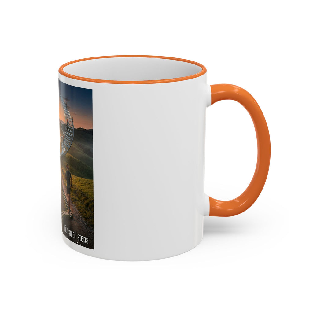 Motivational Journey Mug — "With small steps" Inspirational Coffee Cup