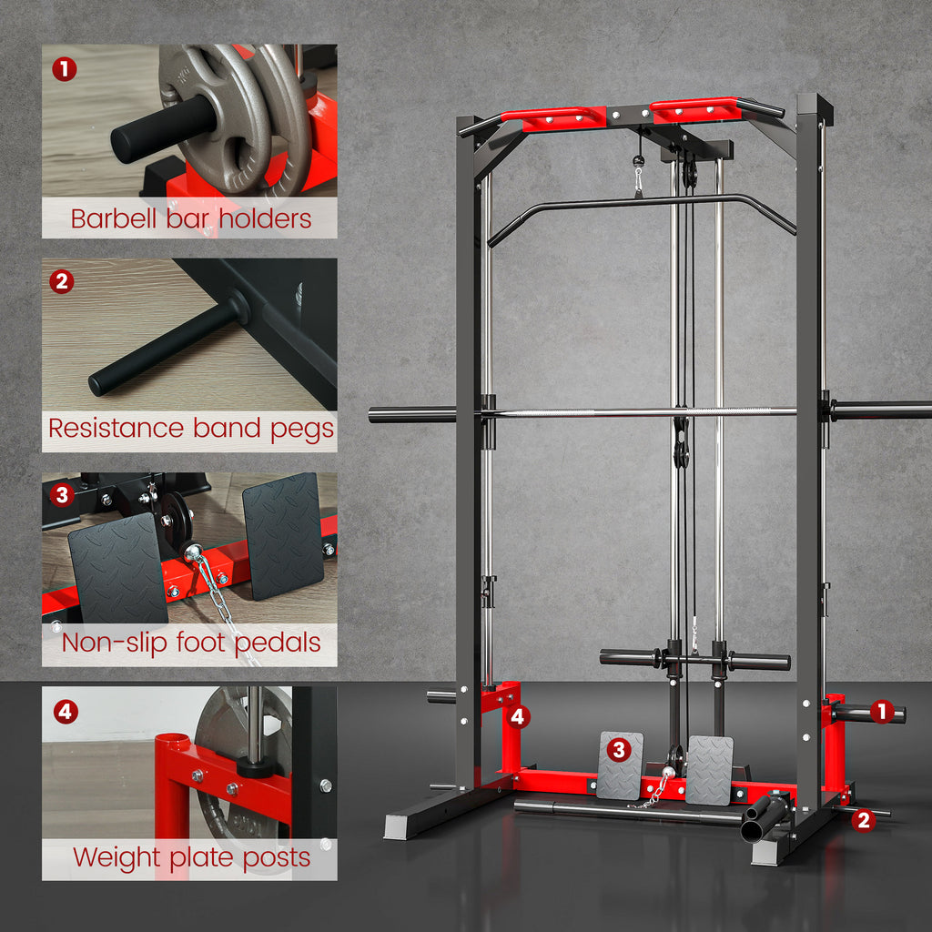 Smith Machine Power Rack – Pull Up Bar, Lat Pull Down & Squat Rack