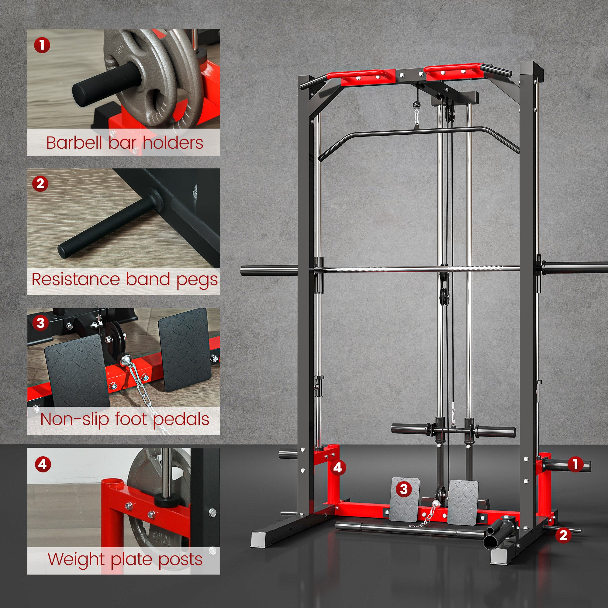 Smith Machine Power Rack – Pull Up Bar, Lat Pull Down & Squat Rack
