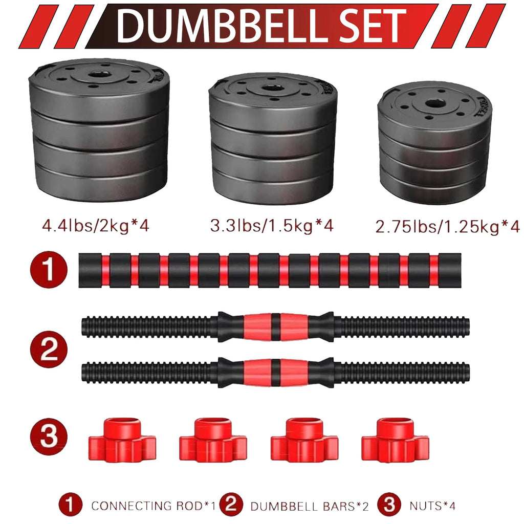 Adjustable Dumbbell & Barbell Set – 10kg to 25kg, Home Gym