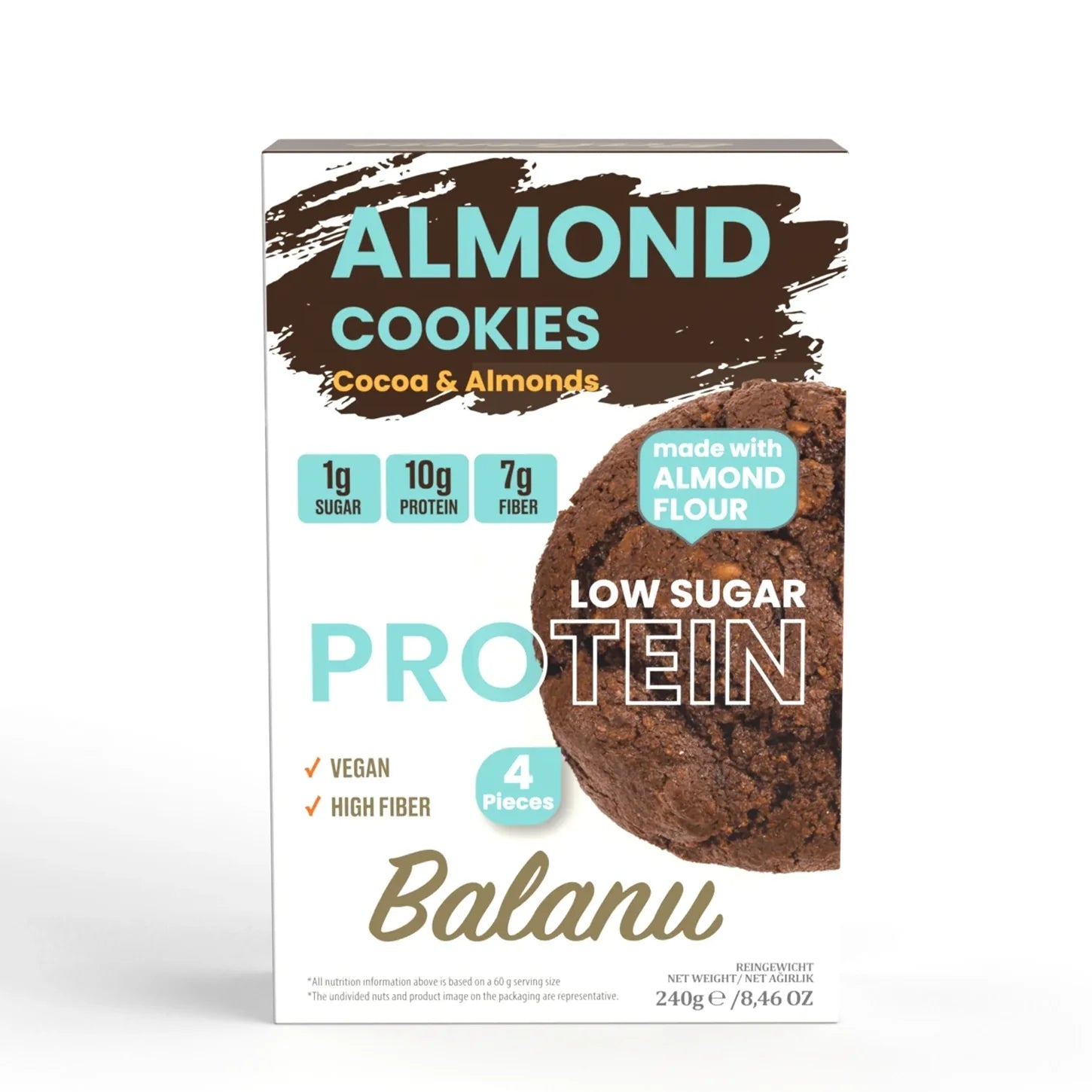 Protein Almond Cookie Bar – Cocoa & Almond, 240g (4 bars)