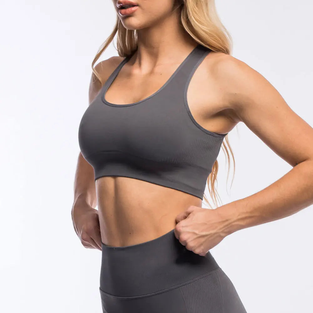 Scrunch Butt Leggings + Open Back Sports Bra Set – Seamless Yoga