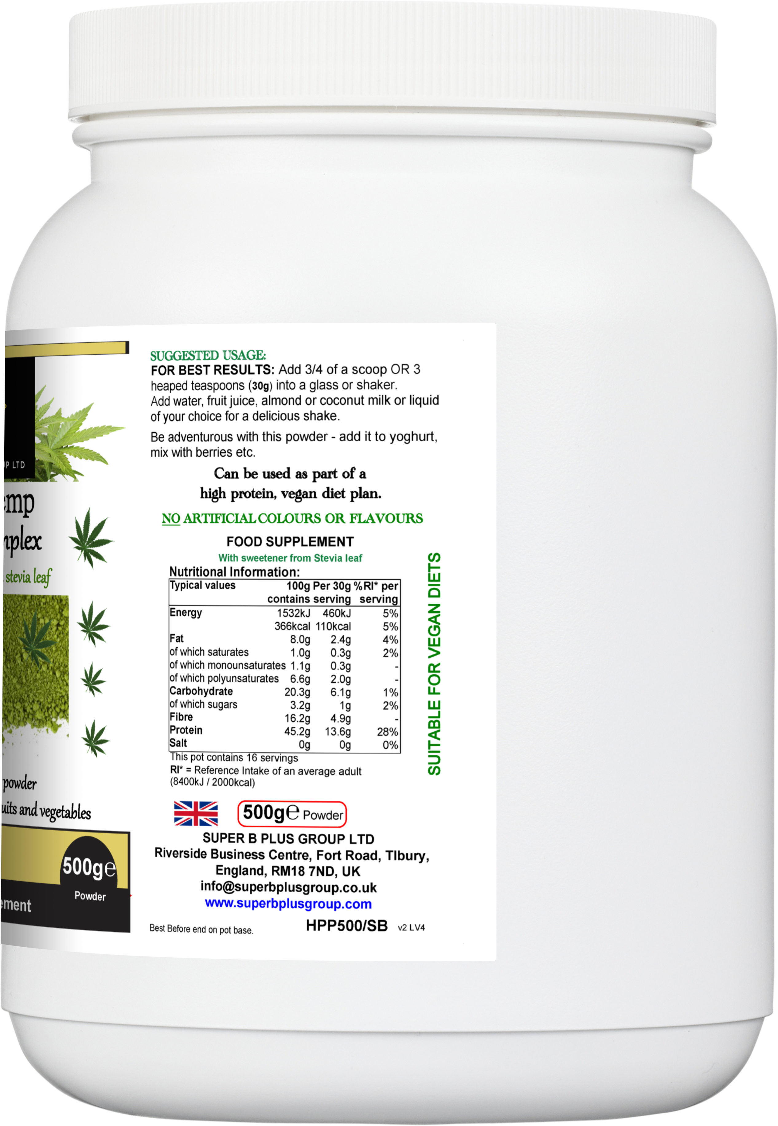 Super Hemp Protein Complex – Plant-Based Sports Protein Supplement | Feel Better
