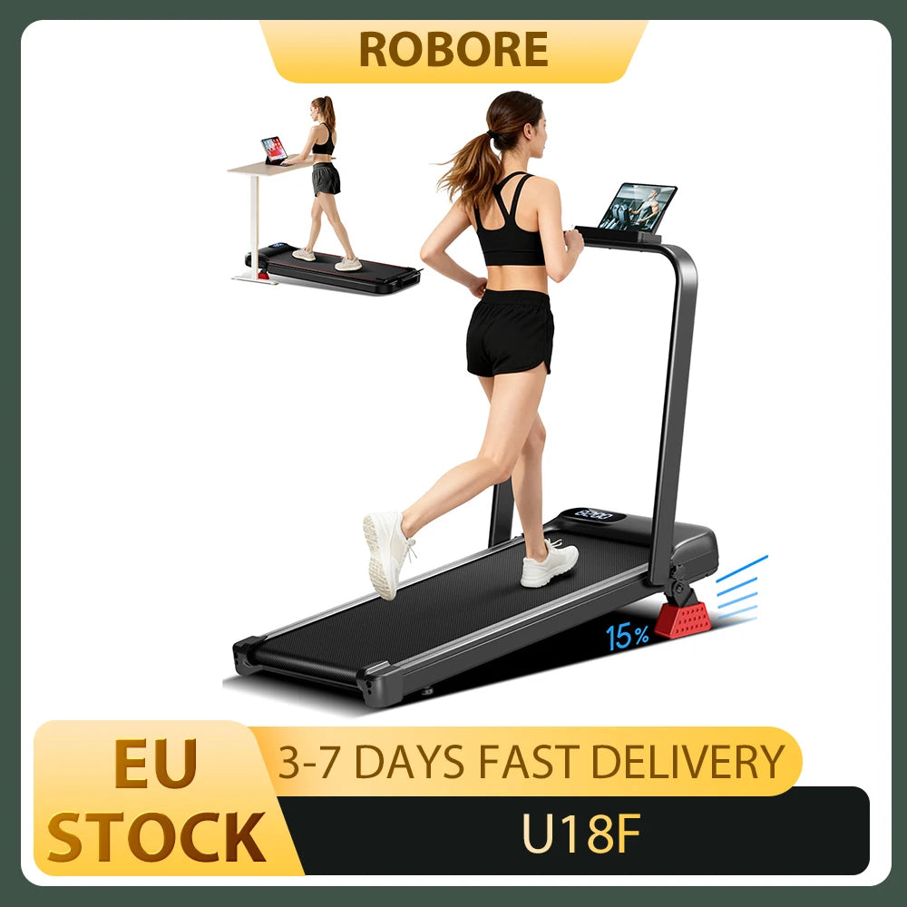 ROBORE U18F Foldable Treadmill – 15% Incline, 2.5HP, 136kg Capacity