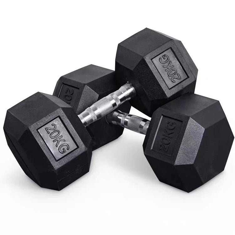 Hex Rubber Dumbbell Set – 2.5kg to 15kg, Gym & Home Training