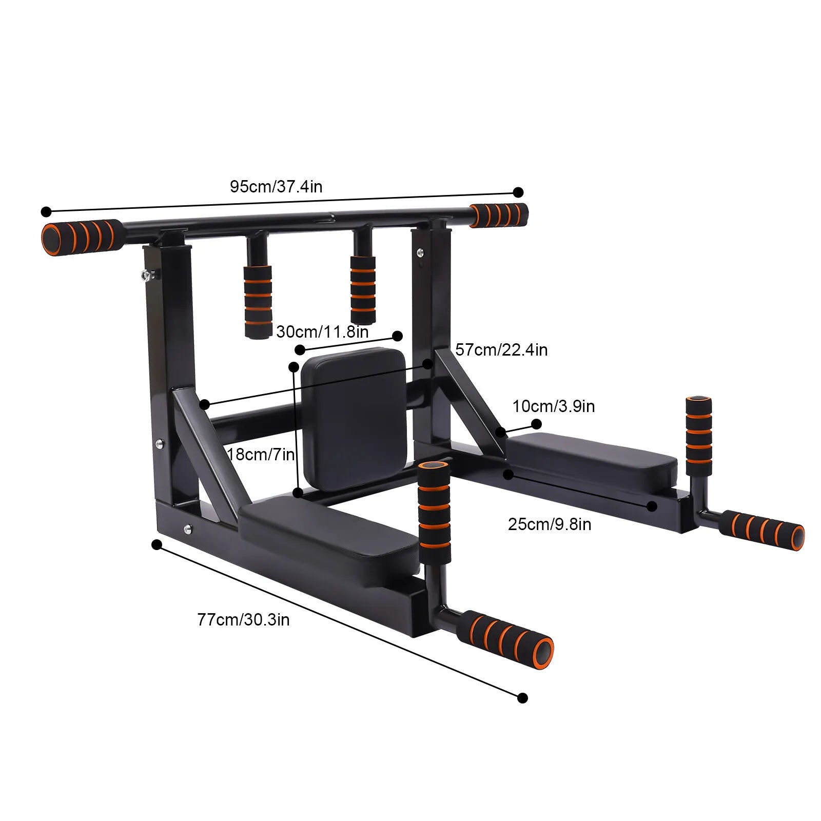 Wall-Mount Pull Up Bar & Dip Station – 200kg Capacity, Multi-Functional