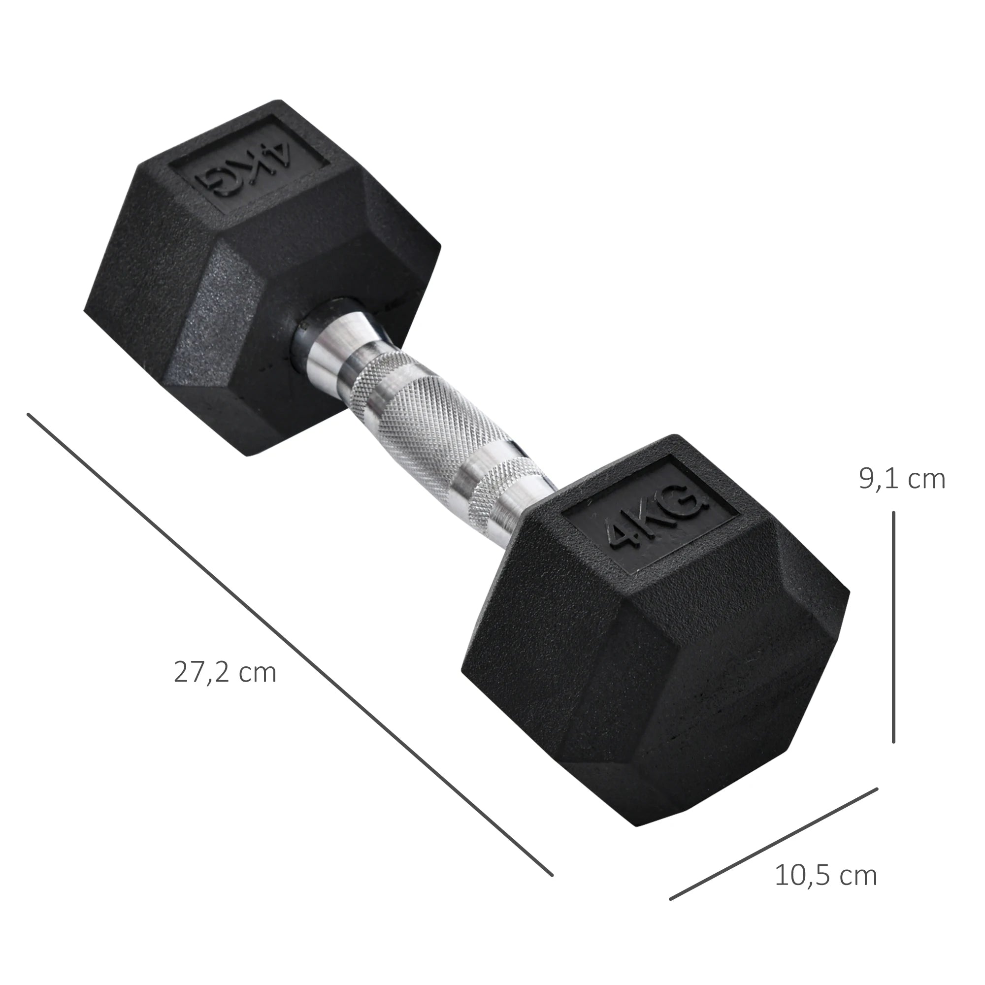 Rubber Hex Dumbbell Set – 2x 4kg (8kg Total) with Connecting Bar