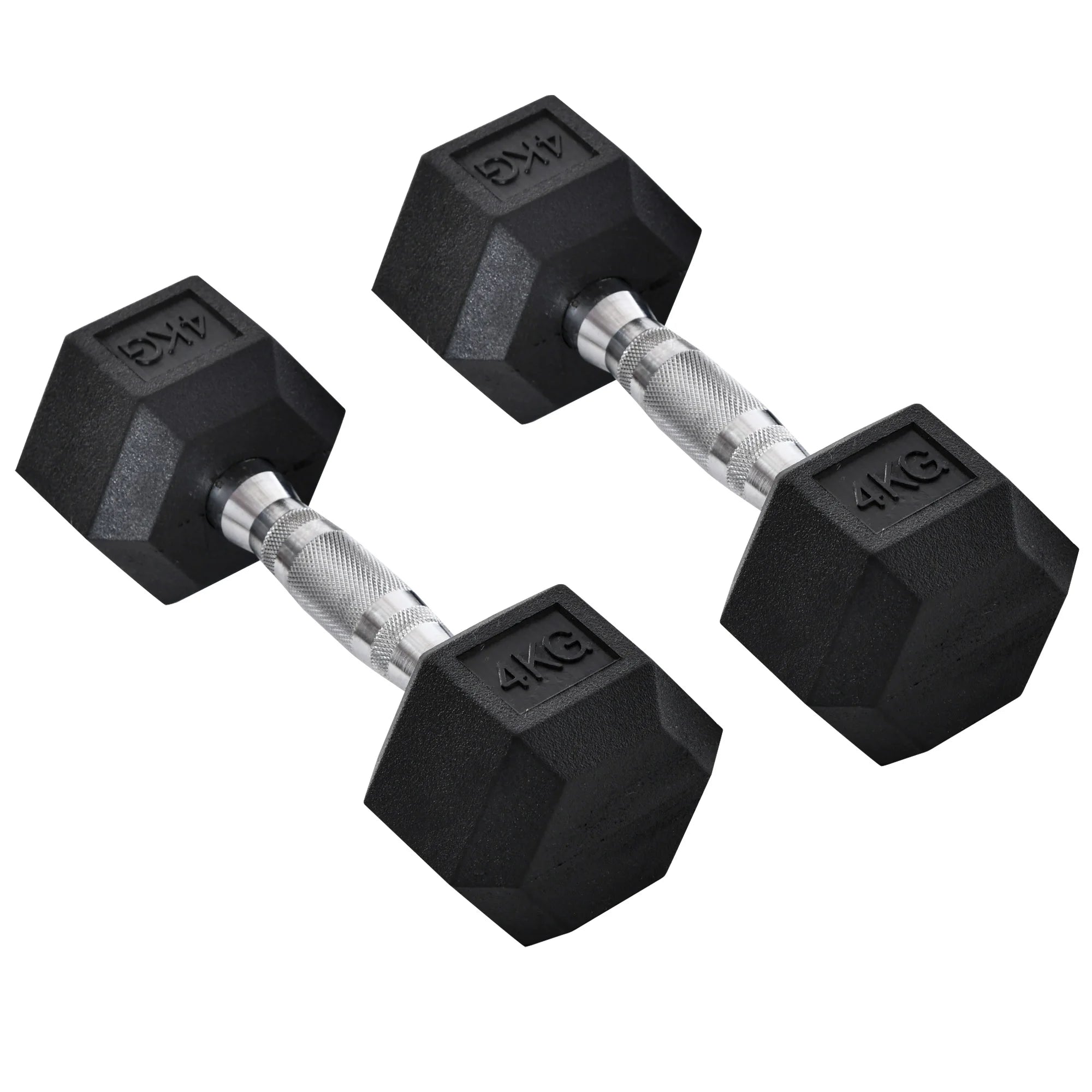 Rubber Hex Dumbbell Set – 2x 4kg (8kg Total) with Connecting Bar