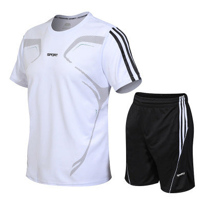 Men's Sports Training Set – Short Sleeve, Polyester, Sizes M-5XL