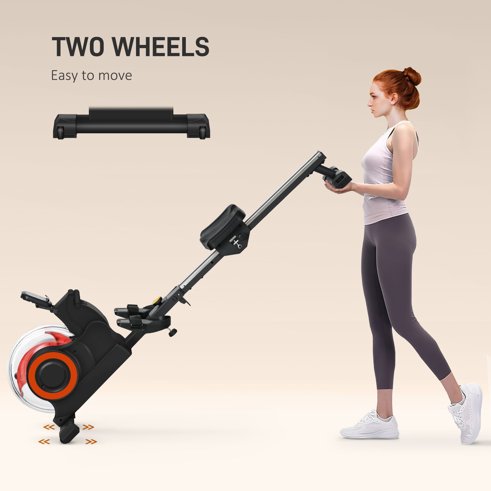 Foldable Water Rowing Machine – LCD Monitor & Tablet Holder