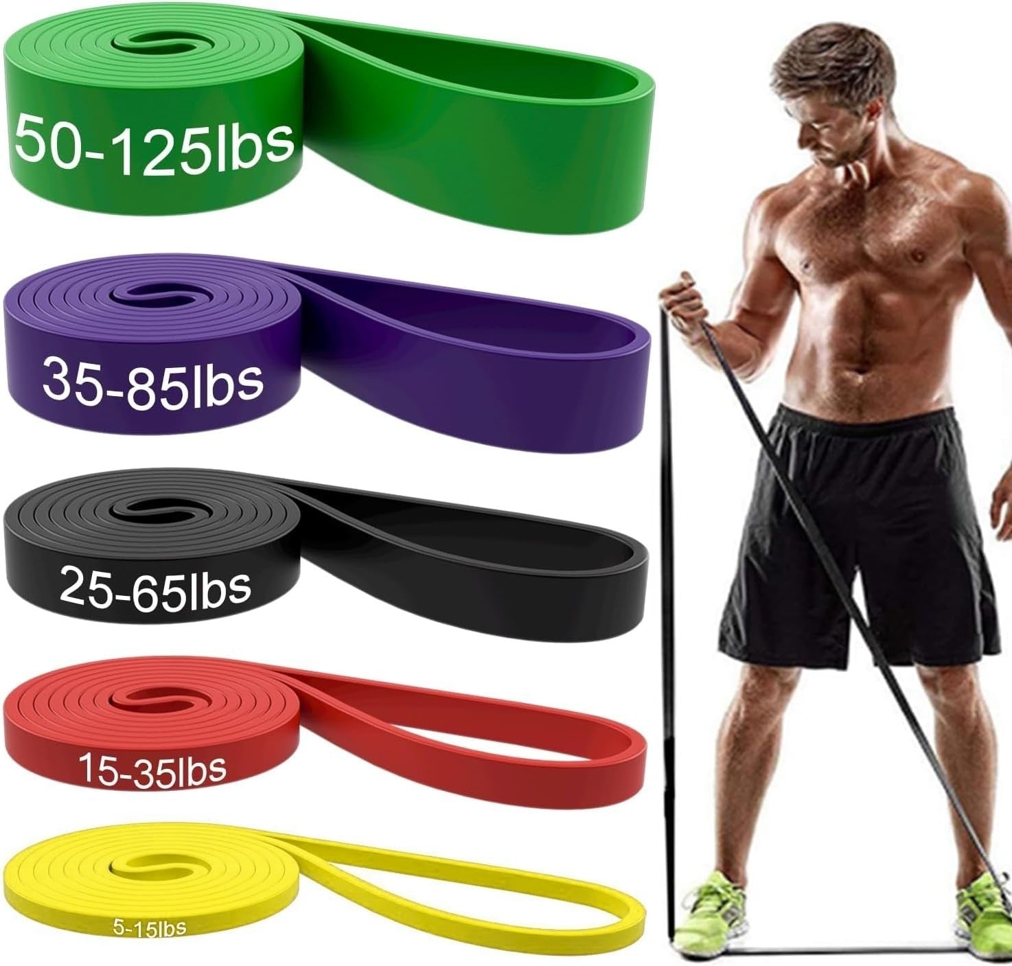 Fitness Resistance Band Set – 5 Bands, TPE, Pull-Up & Strength Training