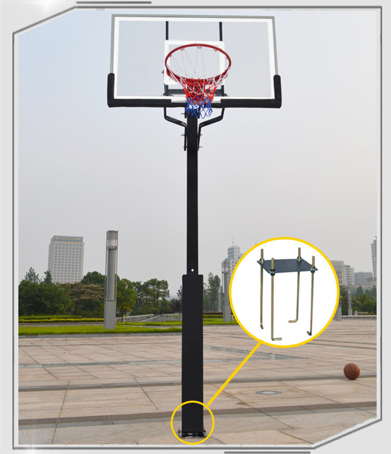 Outdoor Leisure Buried Hand-operated Height Basketball Stand.