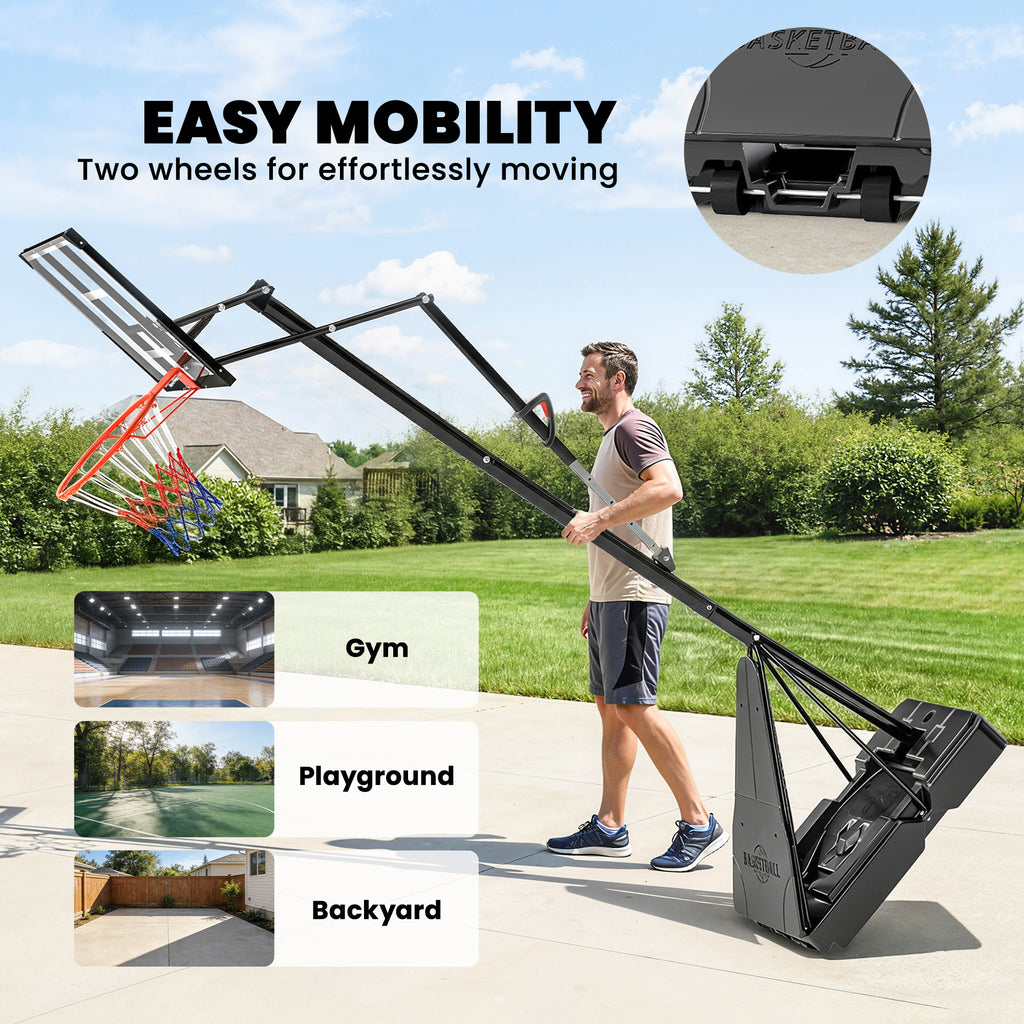 Portable Basketball Hoop – 8-10ft Adjustable, 47" Shatterproof Backboard