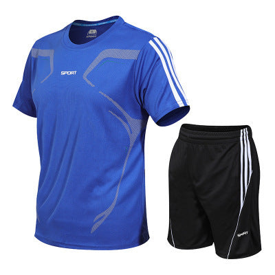 Men's Sports Training Set – Short Sleeve, Polyester, Sizes M-5XL